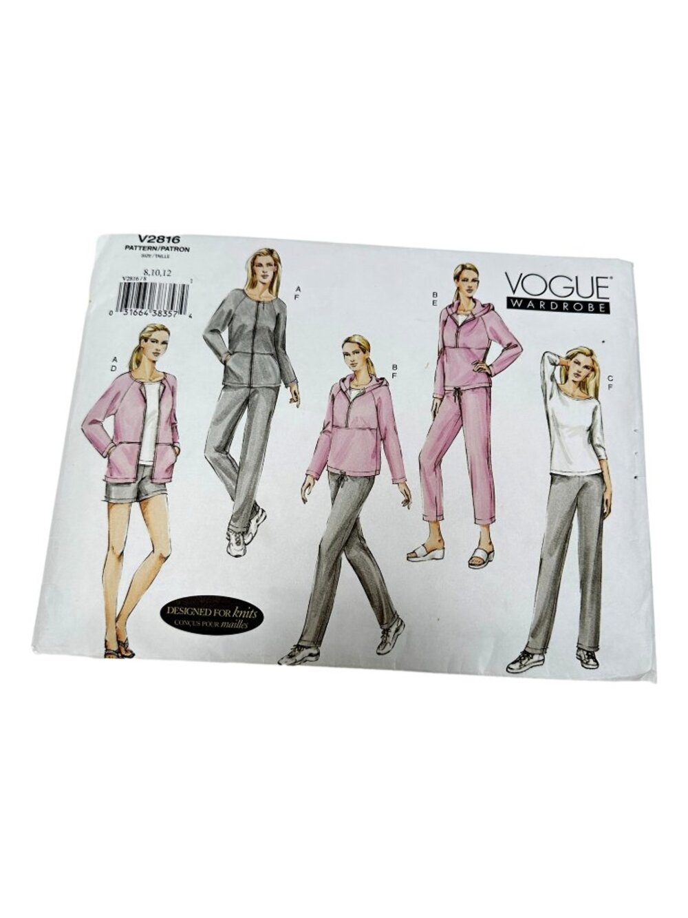 Vogue Pattern V2816 Sport Workout Wardrobe  Size 8 10 12 Sewing Uncut